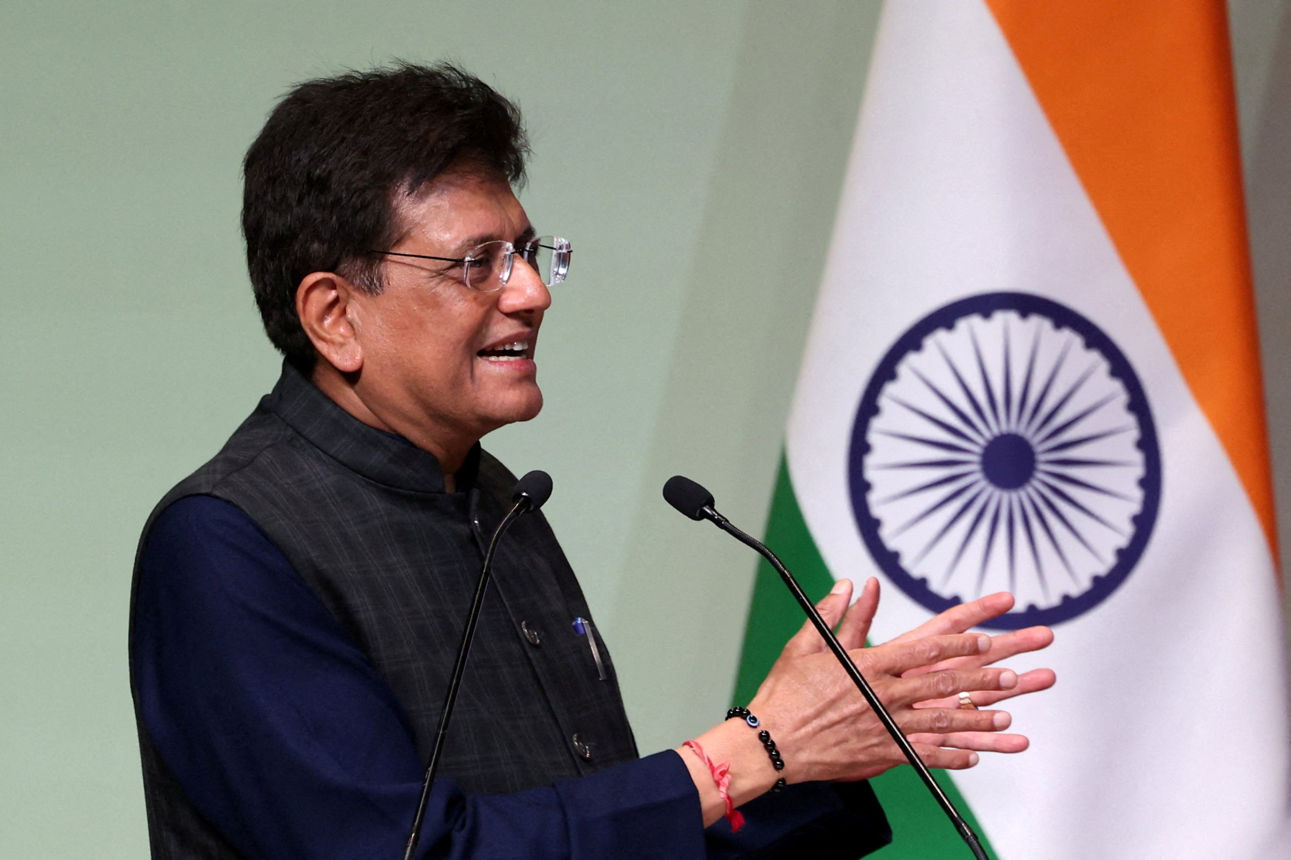 FILE PHOTO: India's Commerce Minister Piyush Goyal speaks at the India-Korea Business Forum at Bharat Mandapam in New Delhi, India, April 20, 2026. REUTERS/Bhawika Chhabra/File Photo