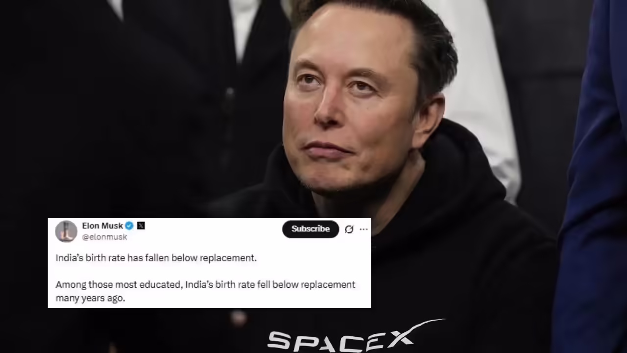 India’s Fertility Rate Falls to 1.9, Below Replacement Level; Elon Musk Highlights Demographic Shift