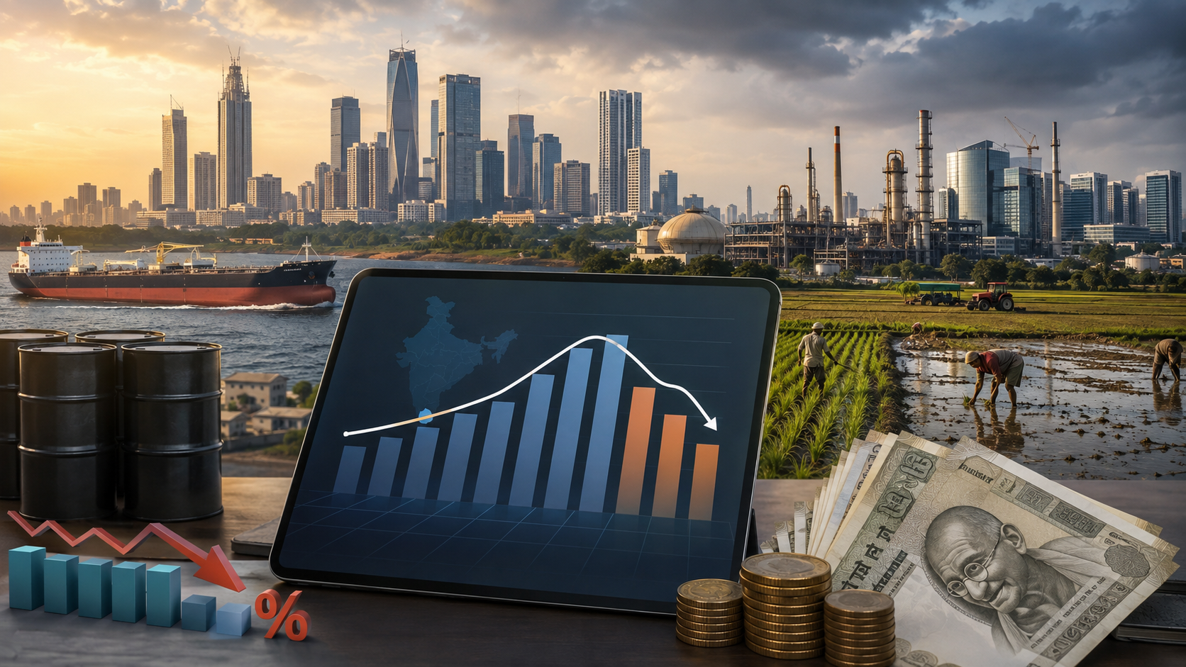 India GDP Growth Seen Slowing to 6.8%