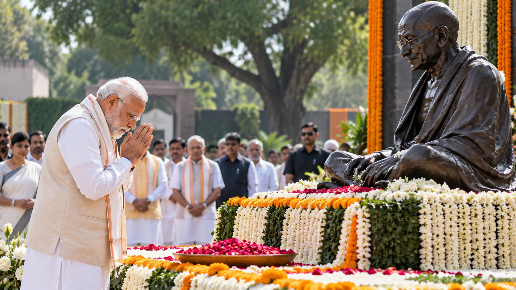 PM Modi Pays Tribute to Mahatma Gandhi, Urges People to Promote Swadeshi